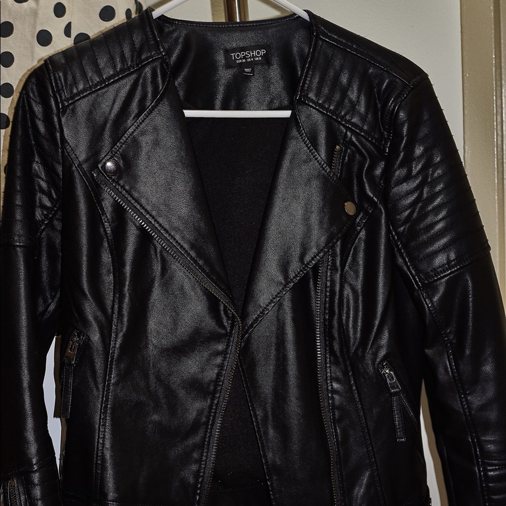 Topshop faux leather Nelly biker jacket